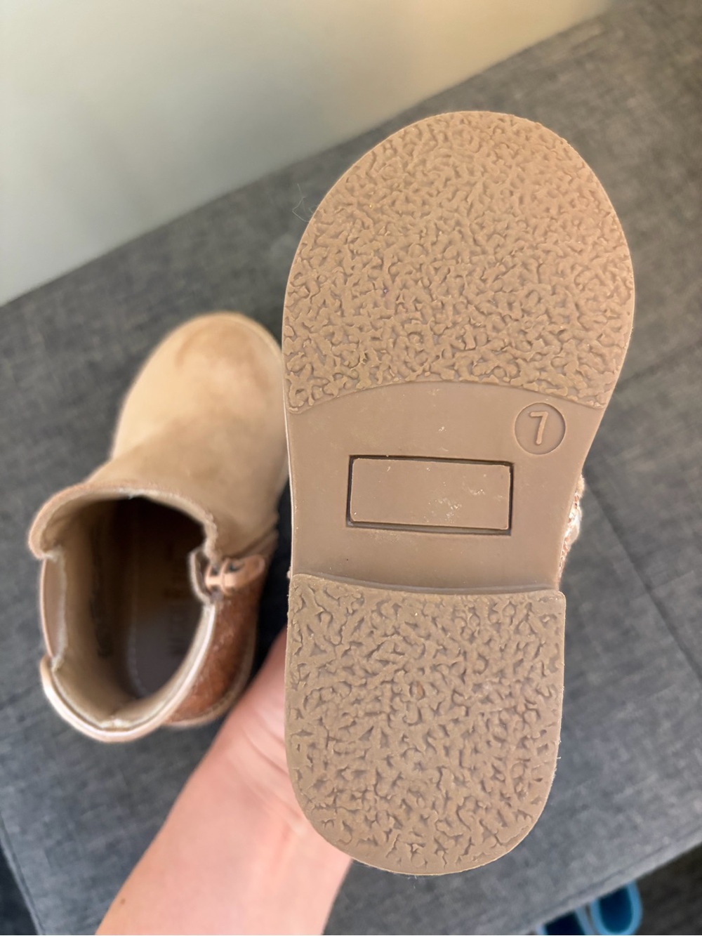 Maggie & Zoe Girls Suede Side-Zip Ankle Boots - Blush Tan - Picture 3 of 3